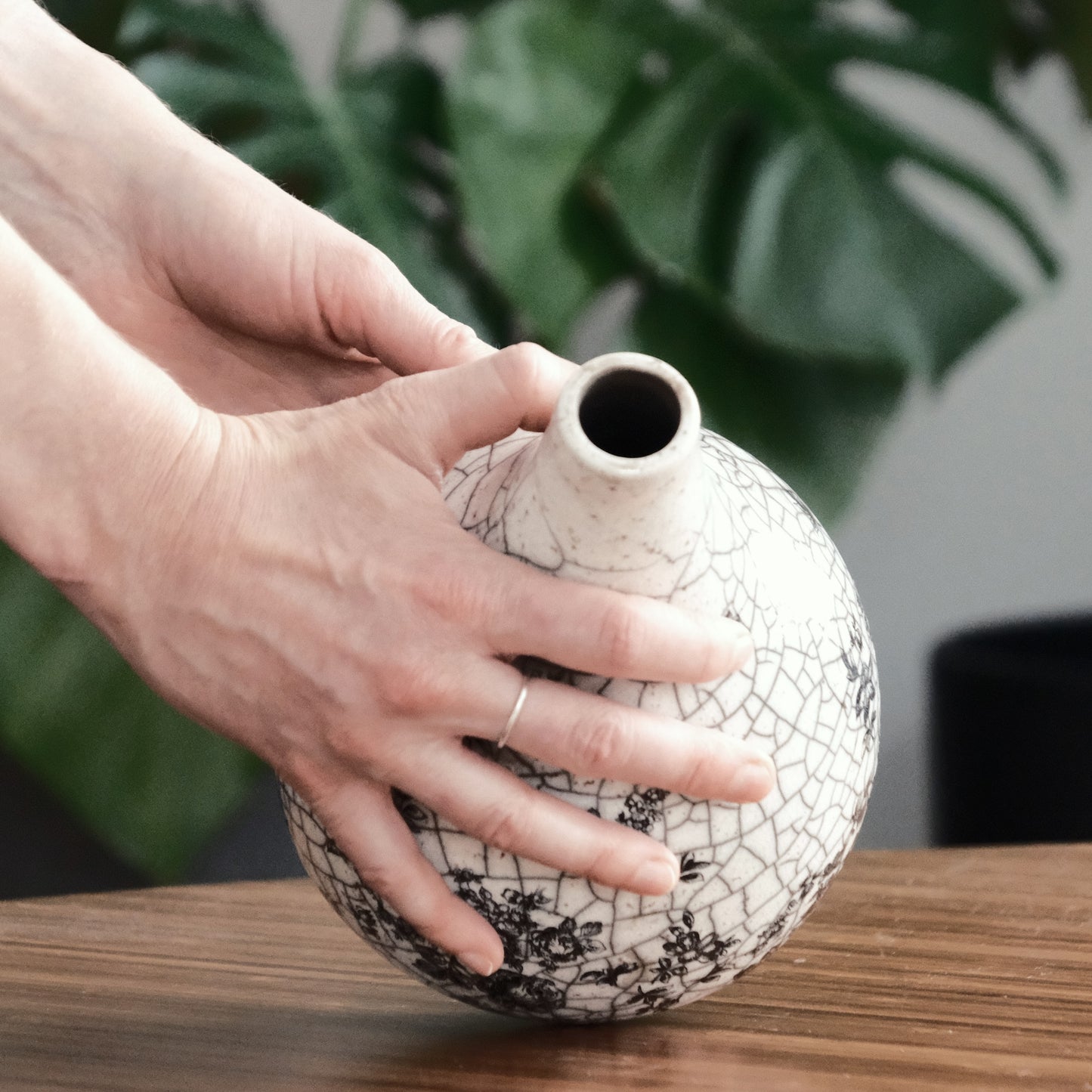 Floral Crane Neck Vase