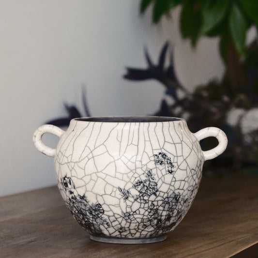 Floral Handled Vessel