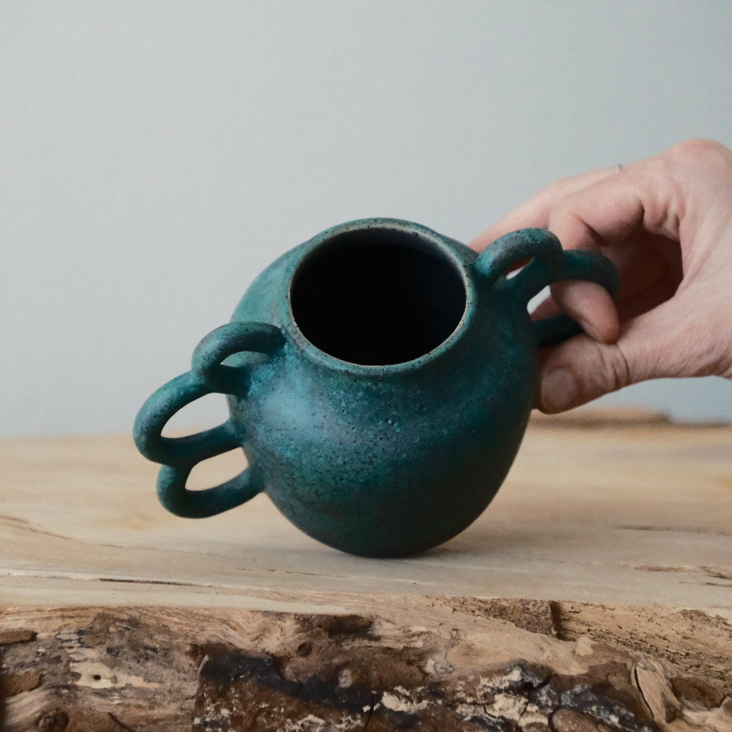 Copper Patina Sculptural Vase