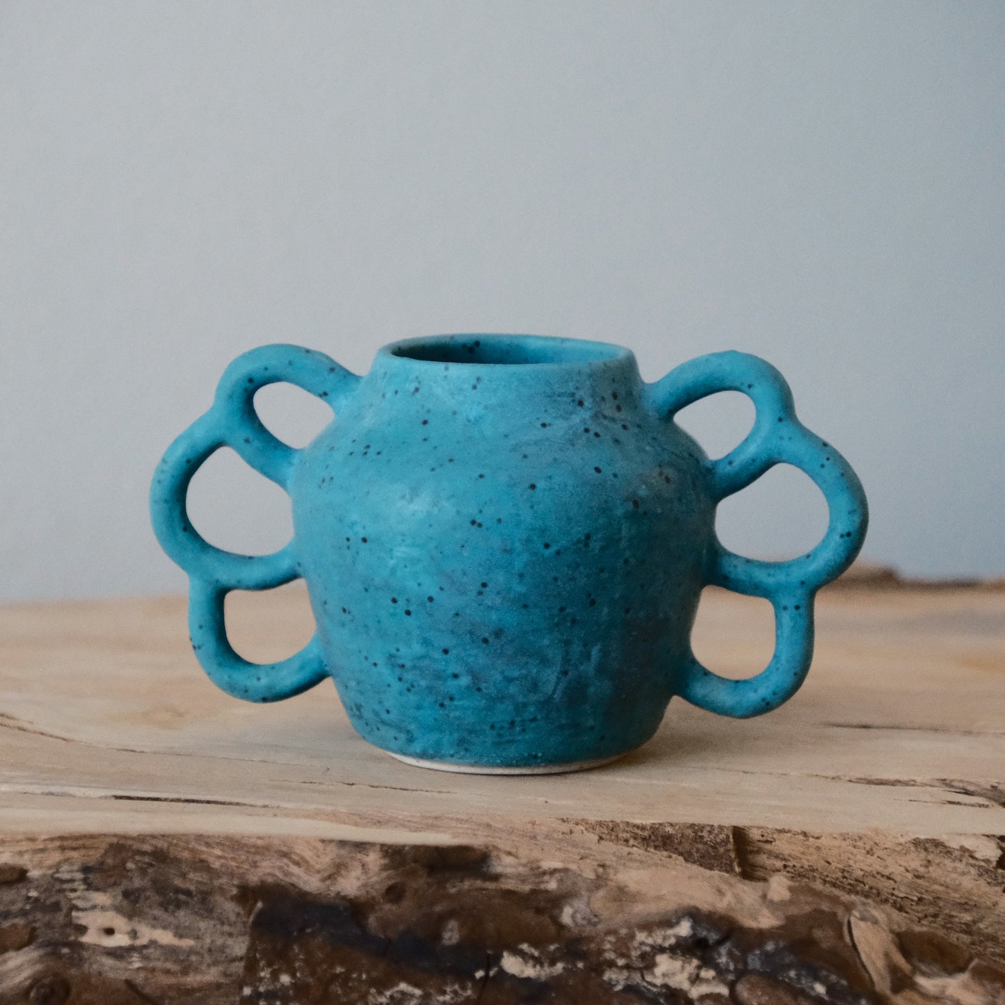 Turquoise Speckled Sculptural Vase