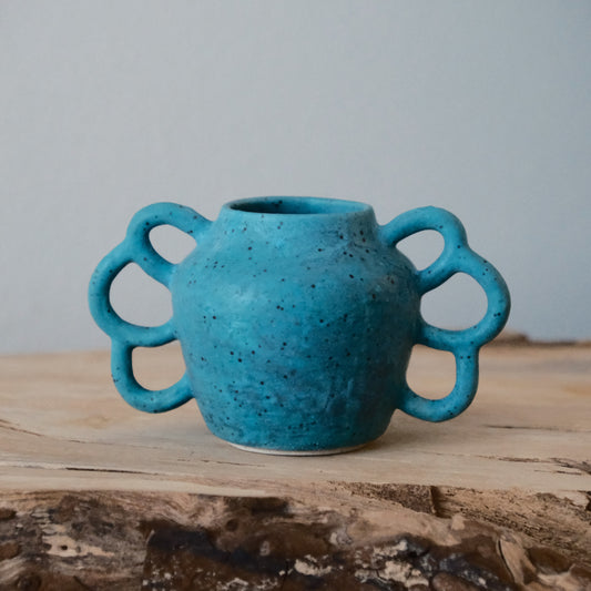Turquoise Speckled Sculptural Vase