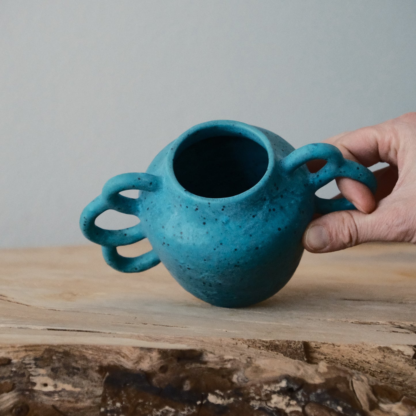 Turquoise Speckled Sculptural Vase